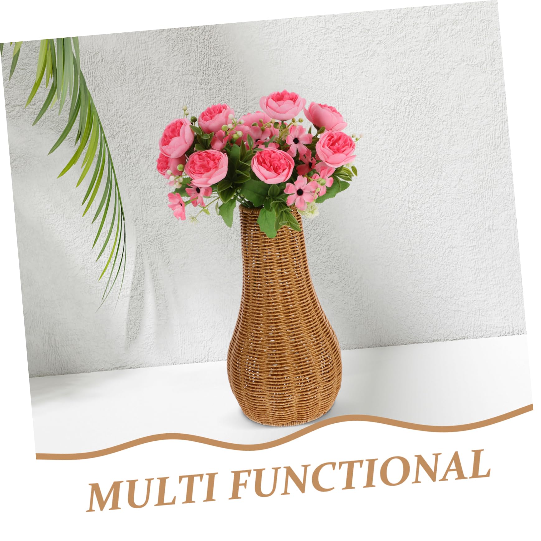Rustikale Gewebte Kunststoffvase Braun für Frische und Getrocknete Blumen