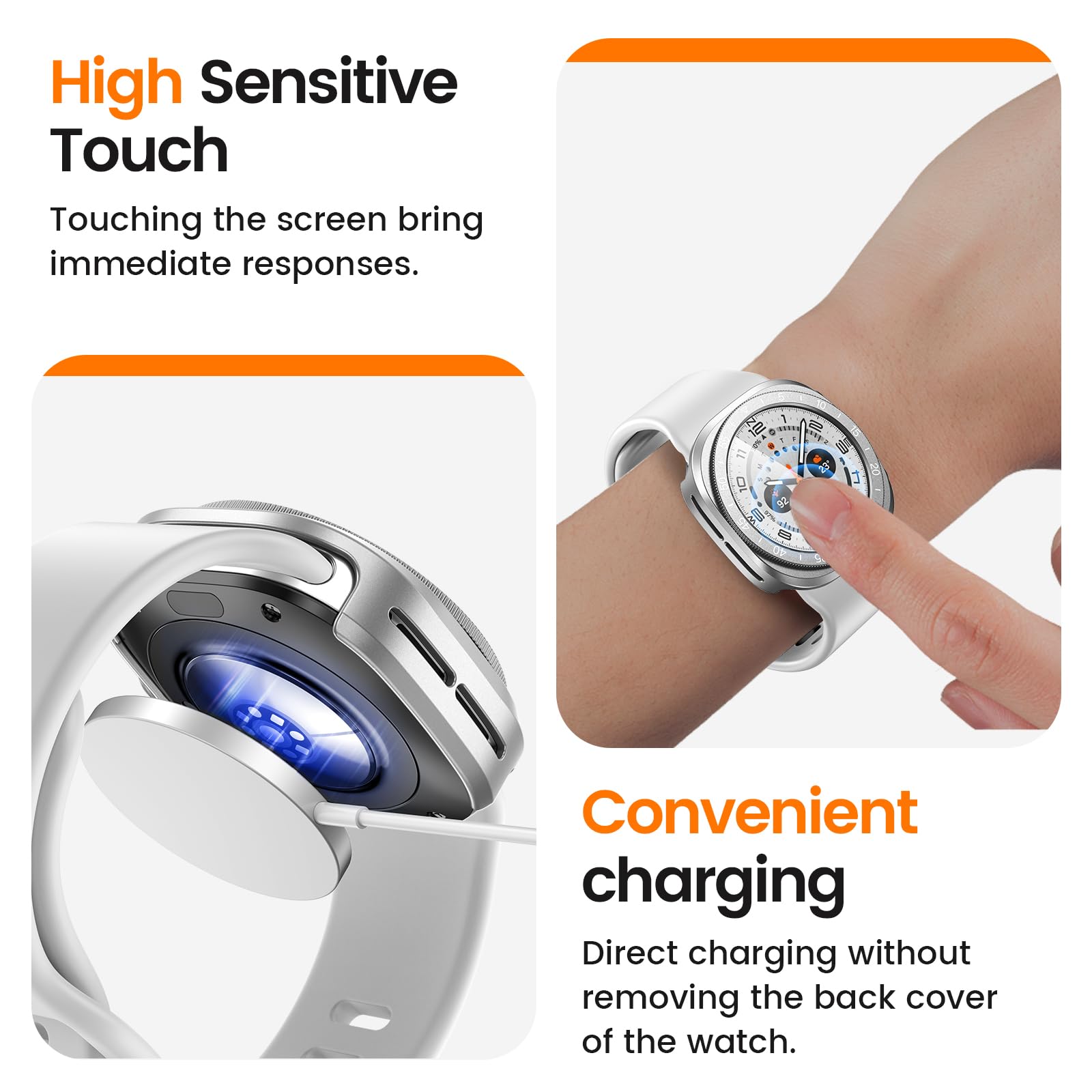 [3 + 3 sztuki] Etui Kamita 3 w 1 do Samsung Galaxy Watch ULTRA 47 mm, 3 folie ochronne ze szkła hartowanego + 3 twarde etui z poliwęglanu + 3 ramki ramka samoprzylepna osłona do Galaxy Watch ULTRA