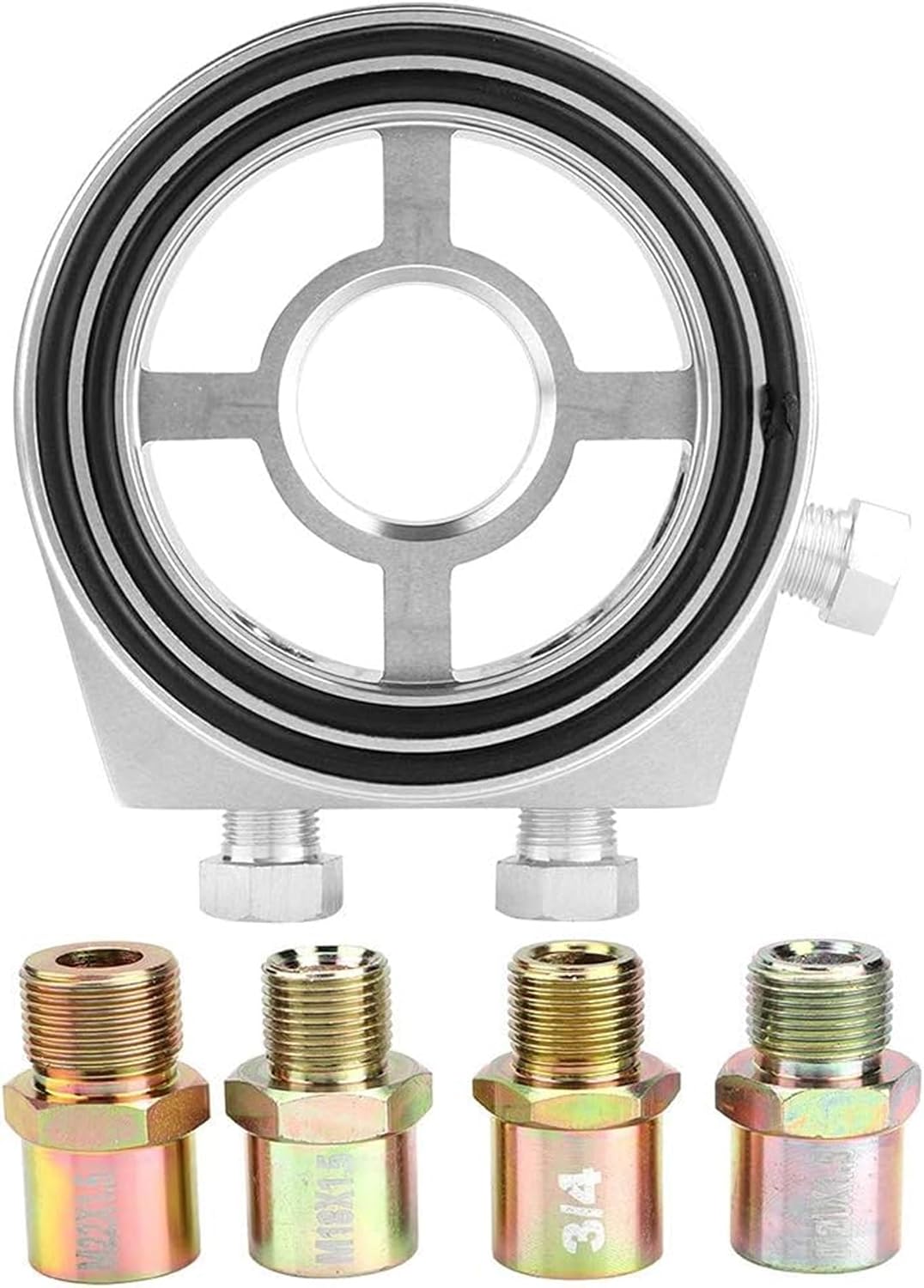Oil Filter Intermediate Plate Silver Aluminum Universal Oil Filter Temperature Cooler Display Intermediate Plate Adapter