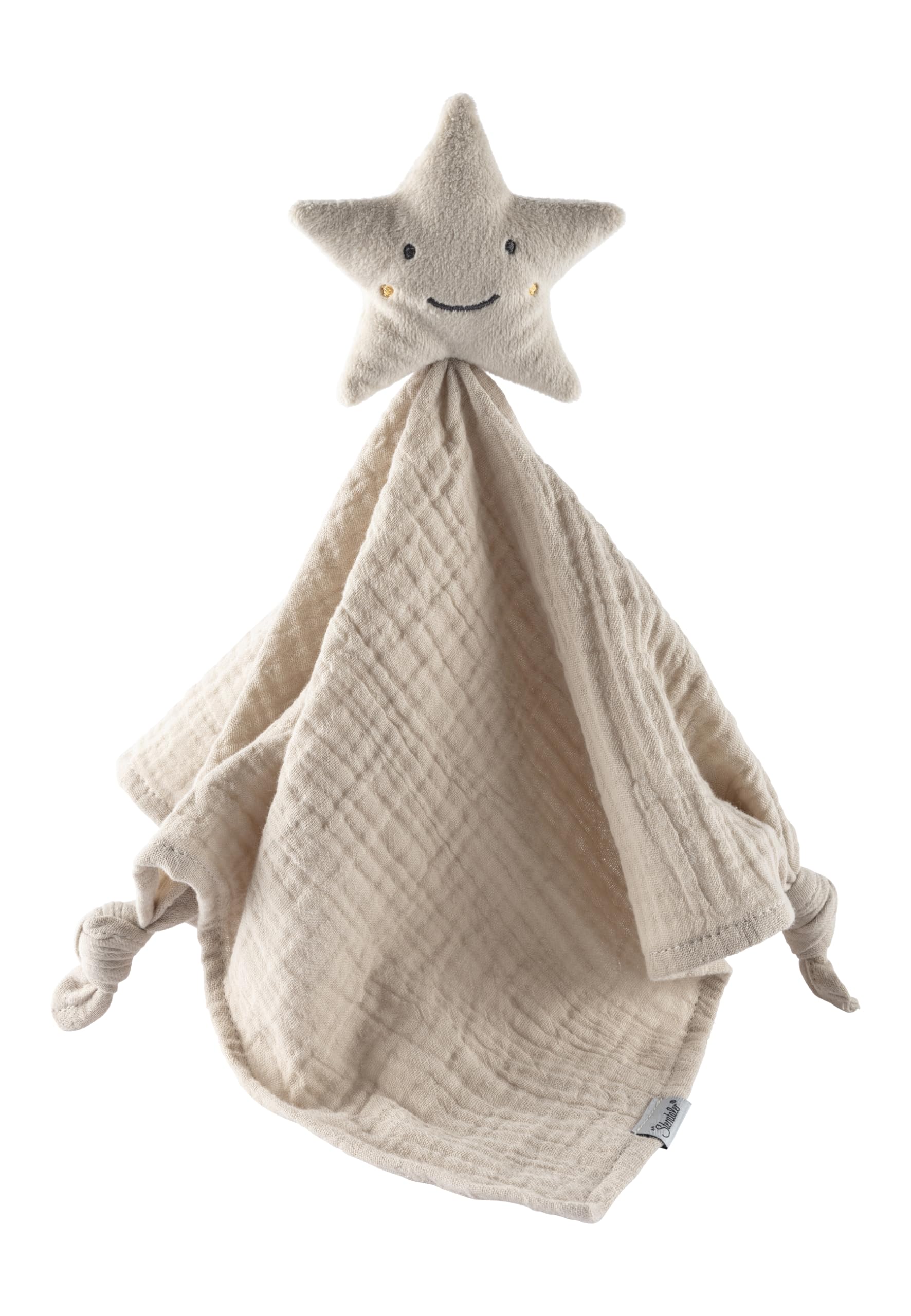 Sterntaler Baby Comforter Star with Embroidered Face Muslin Cuddle Blanket with Knot Detail, Comforter for Boys and Girls