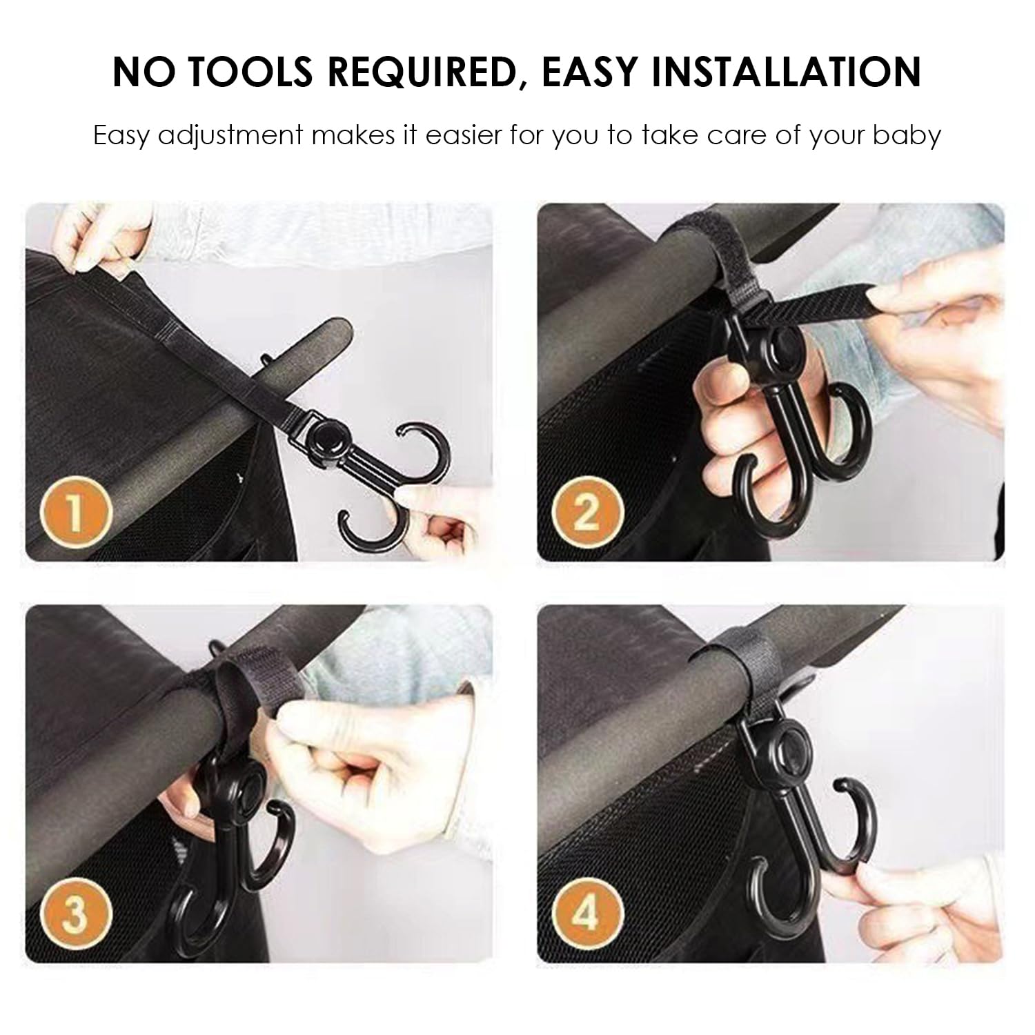 GDFHBD 3 Pieces Of Portable Waterproof Diaper Bags, 2 Pieces Of Stroller Hooks, Portable Baby Products Storage Bags - Image 3