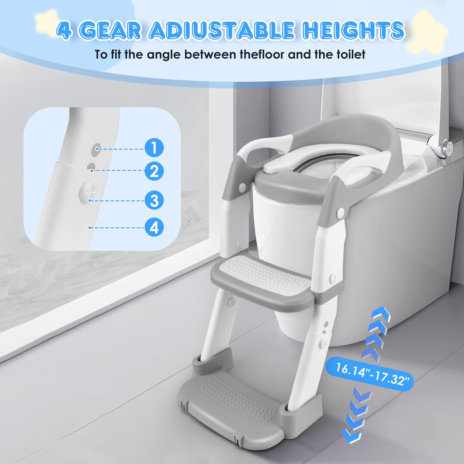 Sedile WC 2 in 1 per bambini con scale, WC aggiornato, per ragazzi e ragazze, con scale con orinatoio e paraspruzzi, regolabile in altezza, pieghevole, per bambini dai 1 ai 7 anni in su
