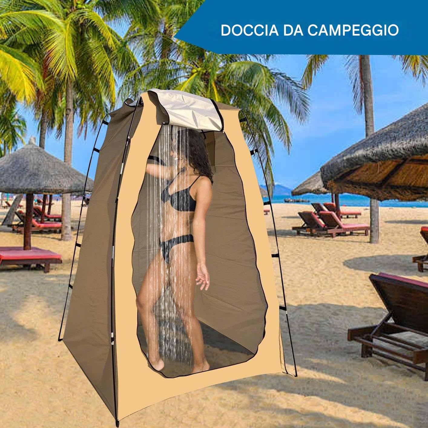 Tiendas De Ducha para Acampar Refugio Higiénico para Playa | Tienda Camping 4 en 1 Ducha Exterior Vestuario Aseo
