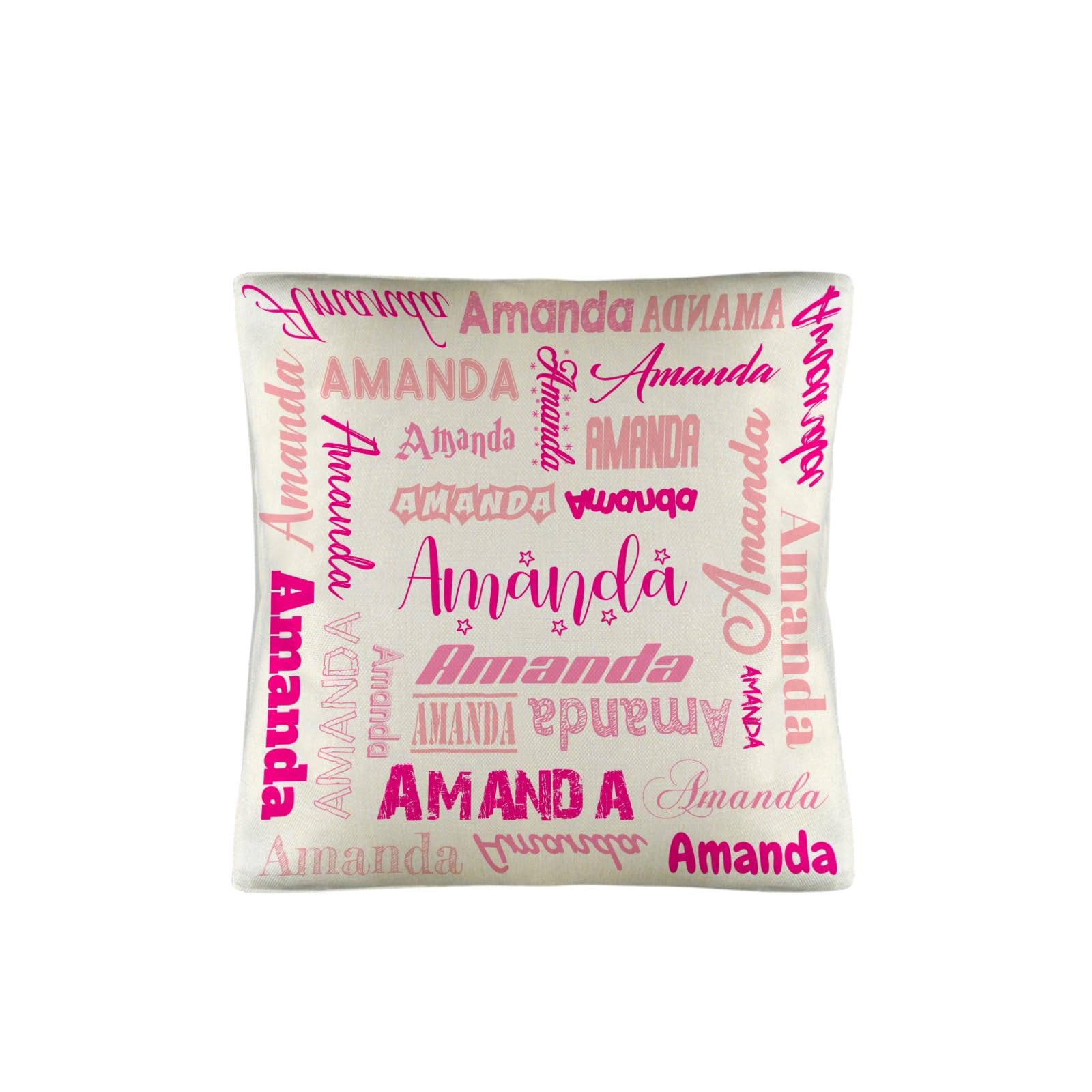 LGNAZIO Custom Pillow Case with Name, Personalized Name Linen Throw Pillow Covers, Customized Pillowcase with Your Name for Loved Ones/Family Mom Dad
