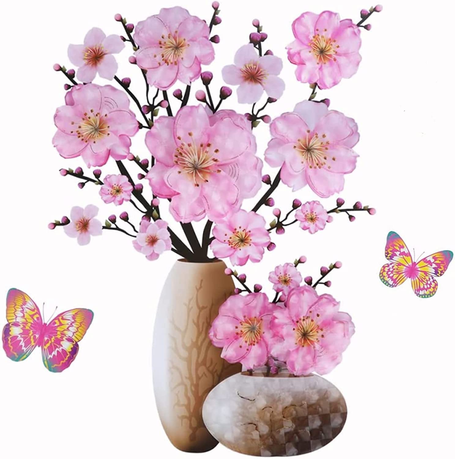 RIOMTRIC 3D Vase Wall Stickers Stereo Flower Wall Decal Room Wall Stickers Removable Wall Art Decor for Bathroom Bedroom Living Room Offices Study Room Home Decoration Decal (Pink) (B0BGMHGHKM) Amazon Price History, Amazon Price Tracker