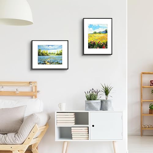 Vista 81 de Golden State Art - Marco de fotos de aluminio satinado clásico de 8 x 10 con alfombrilla de color marfil para fotos de 5 x 7 y cristal real, Dorado