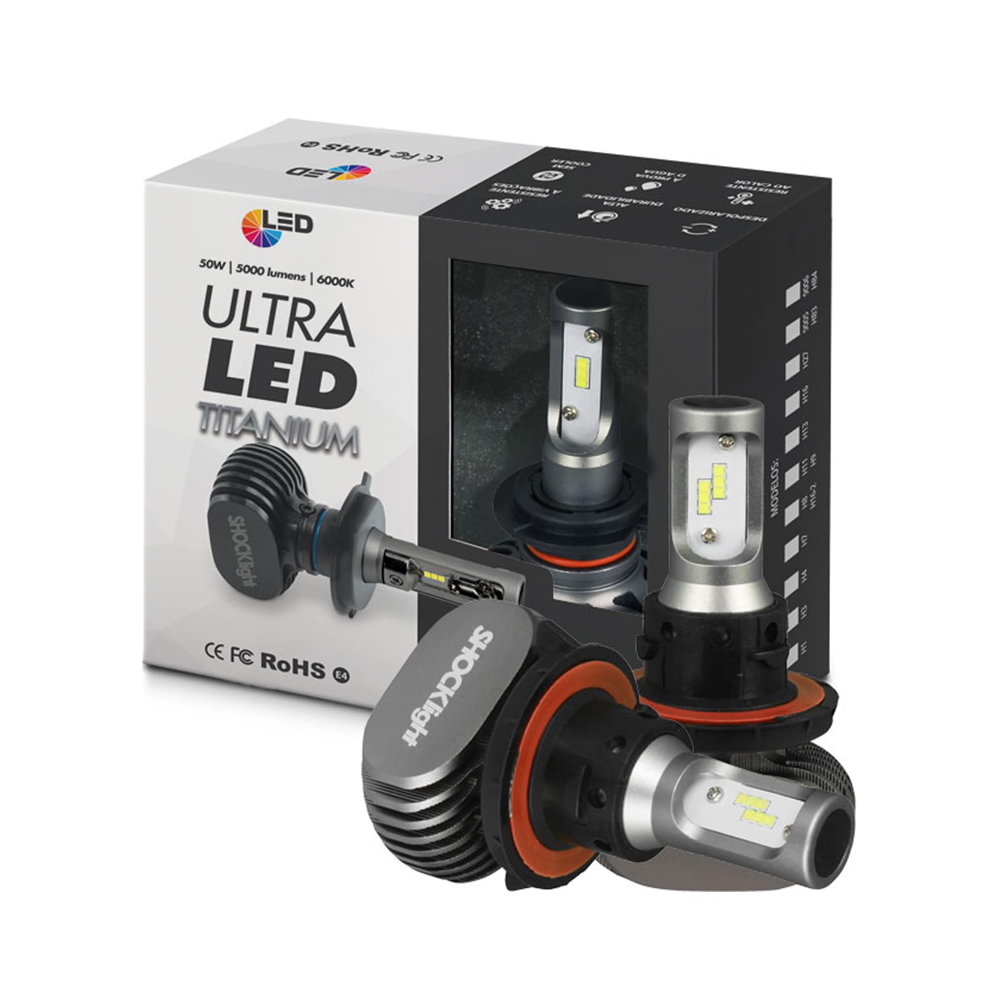Lampada Led Shocklight H13 Ultra led Titanium 6000k 10000 Lumens O