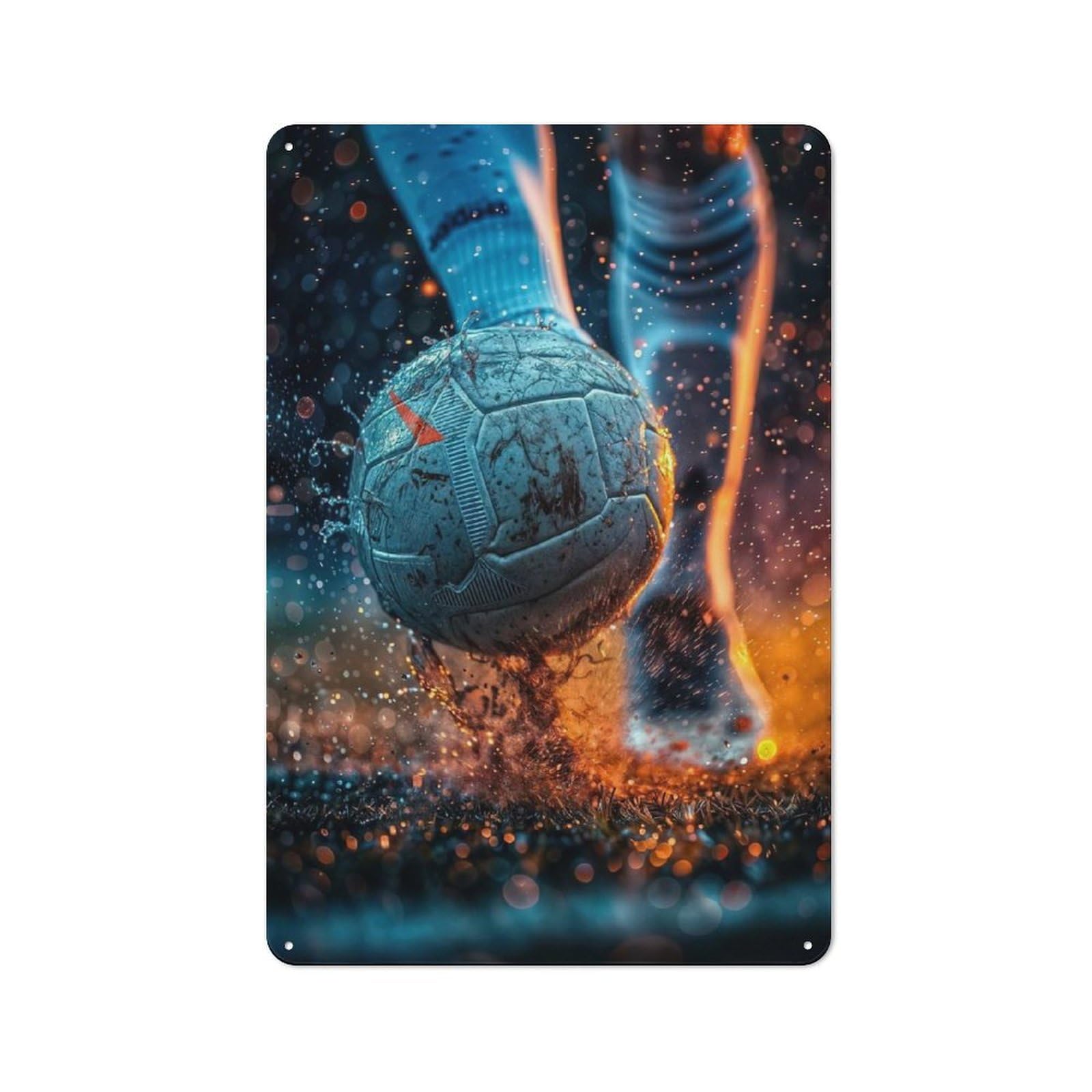 Junmoney Soccer Ball Metal Wall Decor Sign For City Themed Room, Study Or Gallery Wall, Gift For Travel Lovers And City Fans, 30X20cm