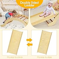 Vista 3 de Costzon Juguetes de escalada para niños pequeños, estructura de escalera Montessori 3 en 1 de madera con rampa de escalada en roca/acolchado, juego