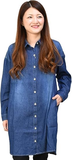 Amazon Co Jp Cpr Cof2287 M ブルー 85 ヨンユー 4u M M O デニム シャツワンピース レディース ロングシャツ デニムシャツ ロング デニムワンピ デニムシャツワンピ ワンピース Simu 服 ファッション小物