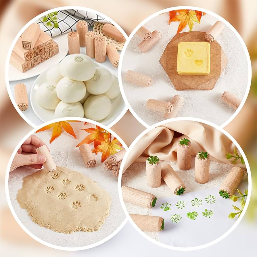 Amazon.co.jp: OLYCRAFT 7個 印花 陶芸 2cm スタンプ 木製 陶器