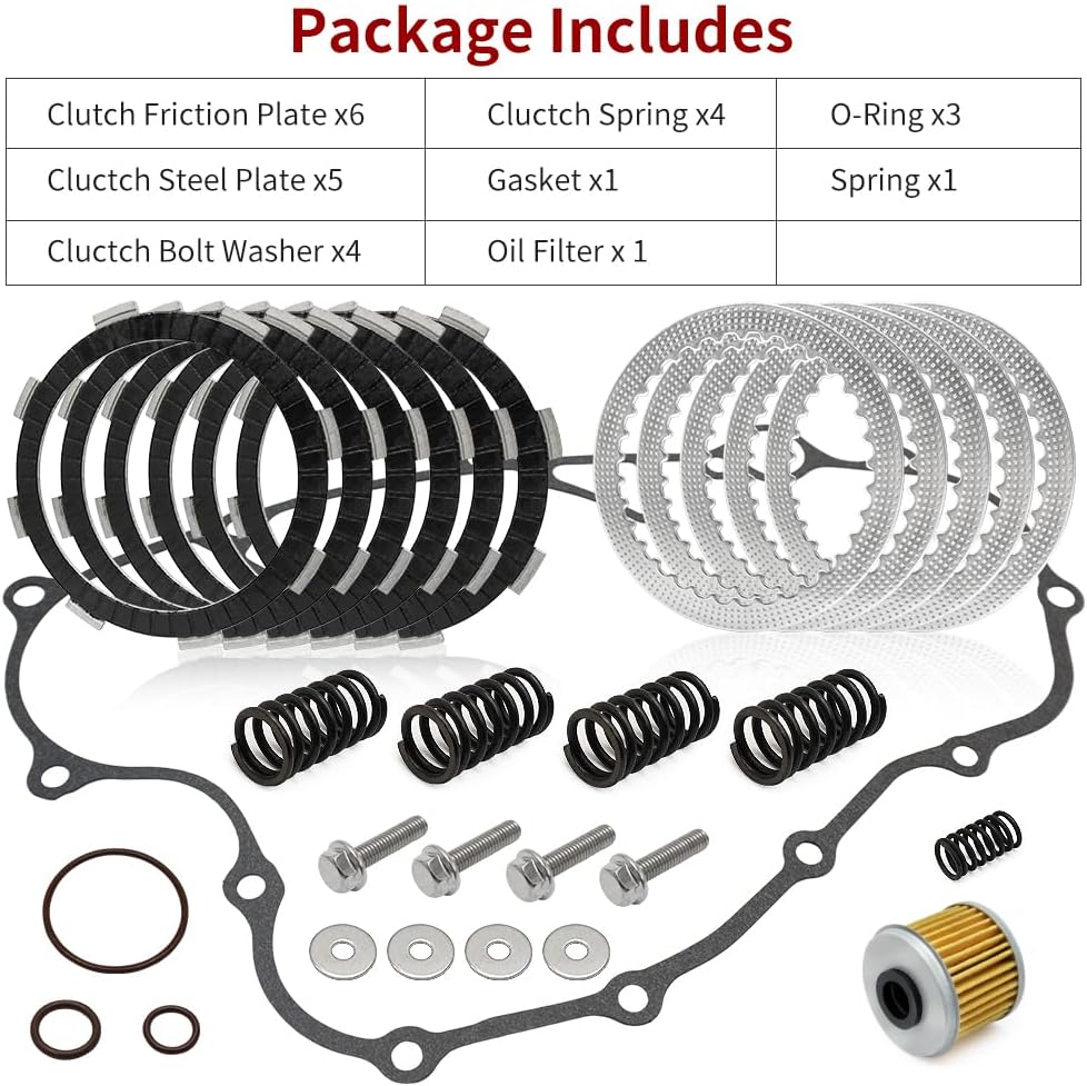 Clutch Kit Steel Friction Heavy Dut Plates & Cover Gasket Compatible with Honda CRF150R CRF150RB Expert CRF 150R 150RB 2007-2023