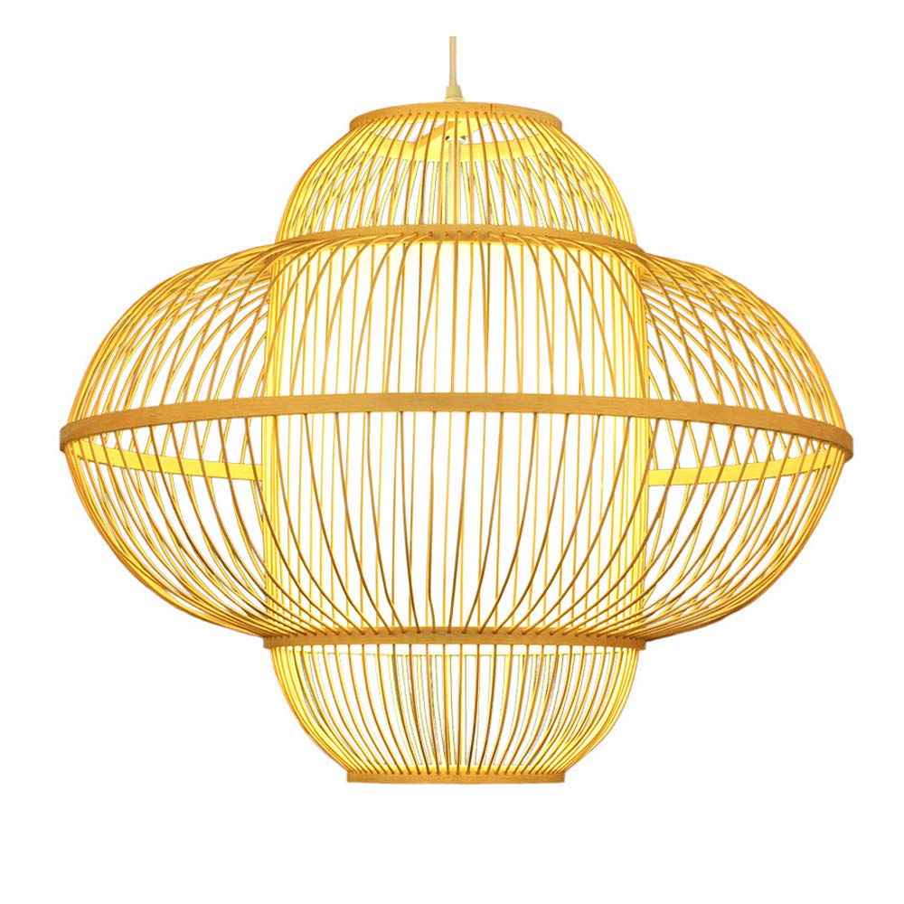 Grand lustre créatif cage à oiseaux en rotin fait main