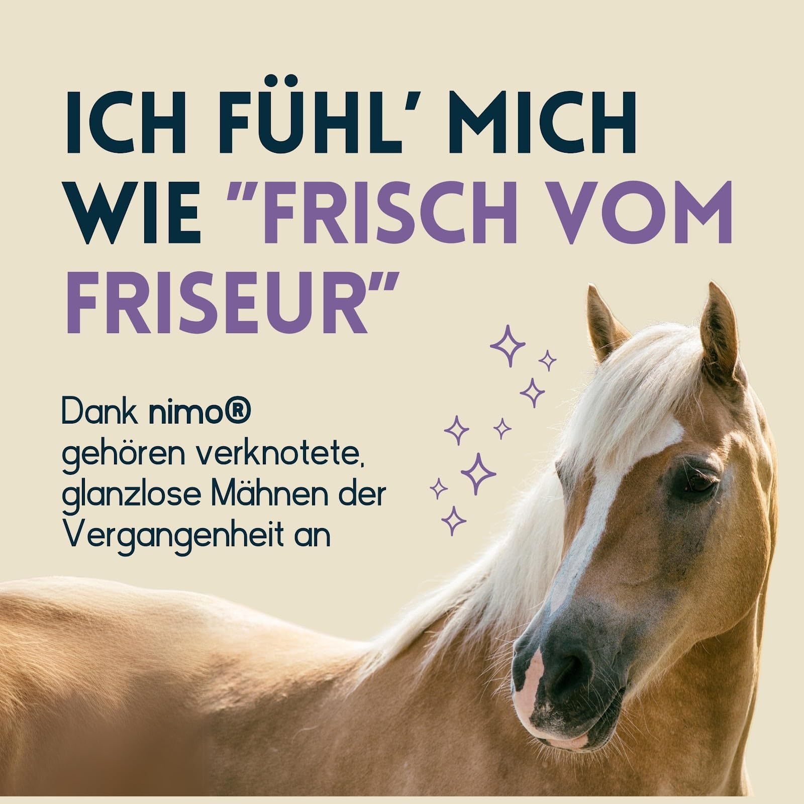 nimo® Spray de cuidado para crines, para caballos y ponis, spray para cola y melena, fácil de peinar, desenredar, cuidado de crines, cuidado de la cola, aporta brillo