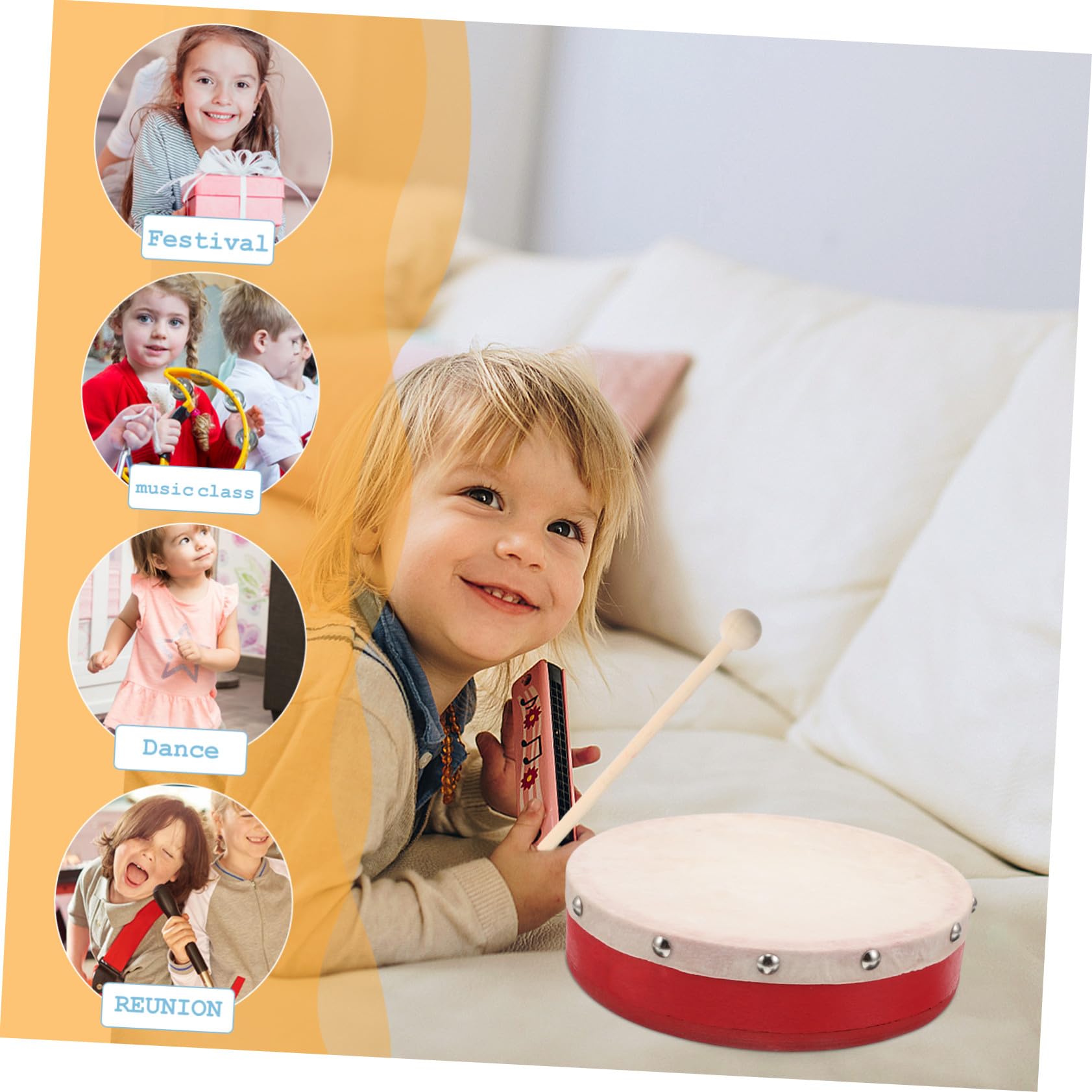 Instrumento Rojo Infantil de Madera y Metal de Percusión para Niños