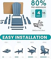 Vista 206 de SERWALL - Silla plegable Adirondack para patio, jardín, exterior, resistente a la intemperie, sillas para hoguera, color naranja