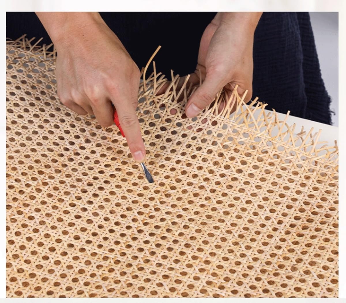 Rete In Rattan Intrecciato - Rotolo 45cm X 2m - Per Fai Da Te Mobili E Sedie - Foto 5