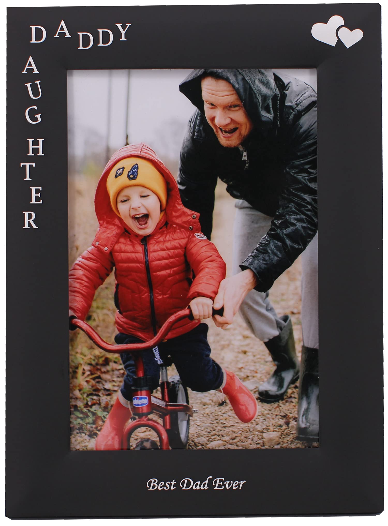 LEADEX Daddy & Daughter Best Dad Ever Gift for Dad from Daughter, Black Metal Engraved 4 by 6 inch Vertical