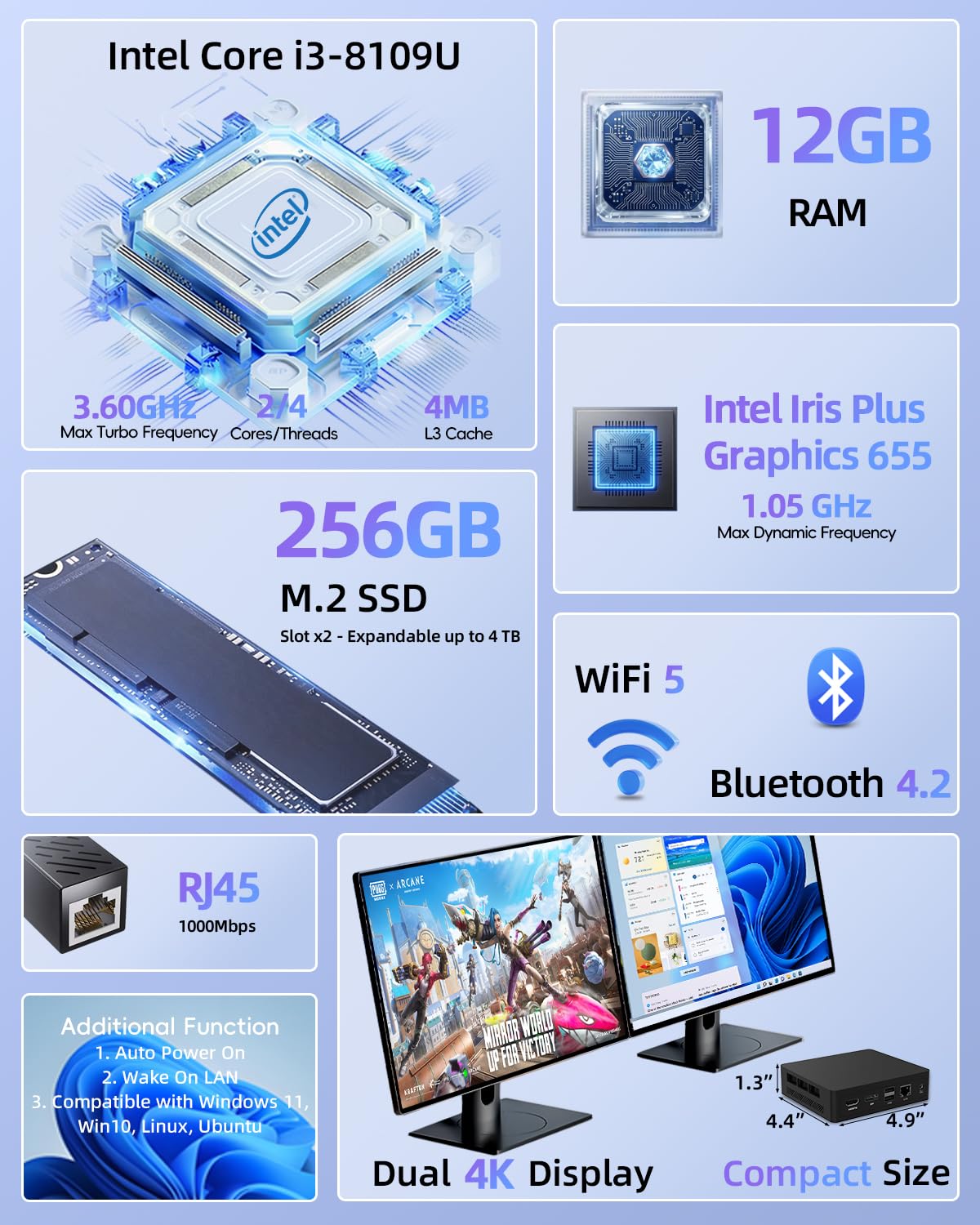 QAZIPO Mini PC - Intel Core i3-8109U -2