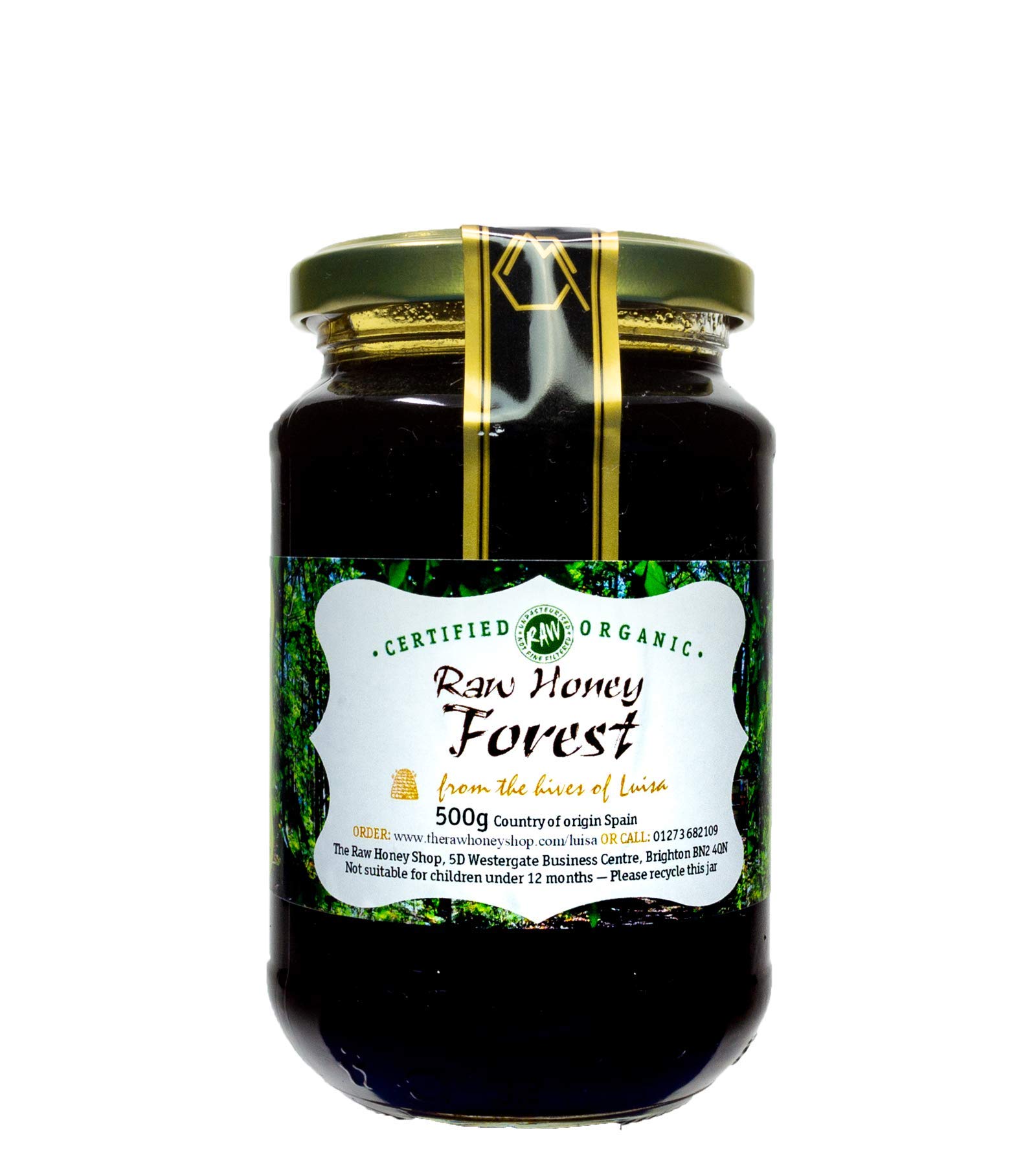 Luisa’s Raw Certified Organic FOREST HONEY, 500g - Premium Quality Wilderness Tree Honey/Pure, Antibacterial, Cold Pressed & Unpasteurised - The Raw Honey Shop