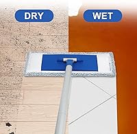 Vista 4 de Trapeadores planos de microfibra para limpieza de suelos con 4 almohadillas lavables para mopa de 57 pulgadas de mango largo, mopas húmedas y secas