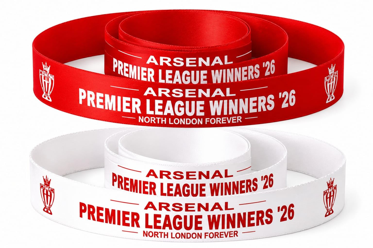 Arsenal League Winners '26 25mm in Red or White Ribbon (Both Designs)