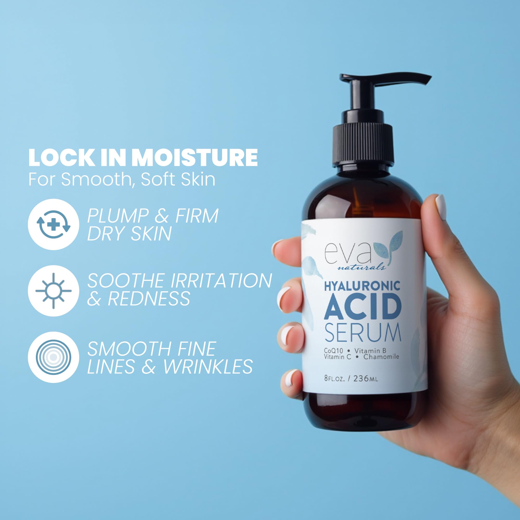 Eva Naturals Hyaluronic Acid Facial Serum – Hydrating Anti-Aging Skin Care