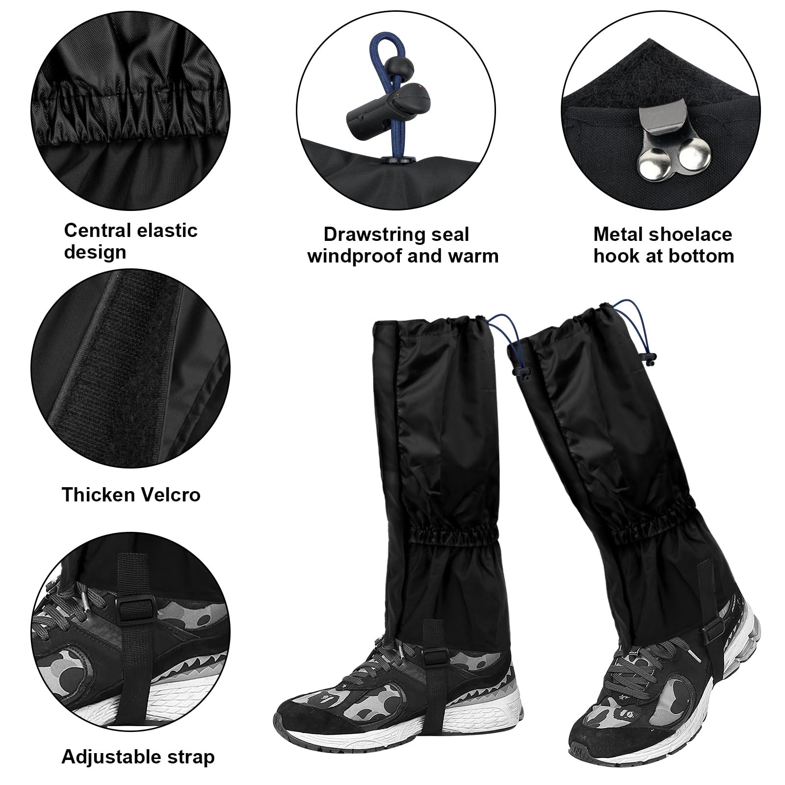 Guêtre Randonnée Imperméables Guetres Randonnée Homme Femme Jambières de Protection Guetre Rando Guêtres pour la Randonnée Chasse Escalade Activités Extérieures Neige Pluie Boue Vent