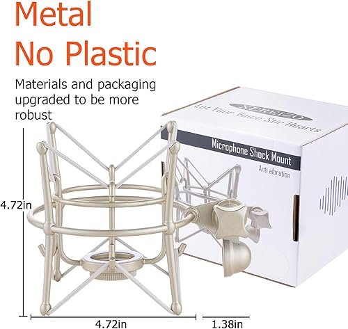 Miniatura 5 de Soporte de choque para micrófono, soporte universal de metal para micrófono, soporte de micrófono de grabación de araña, compatible con muchos
