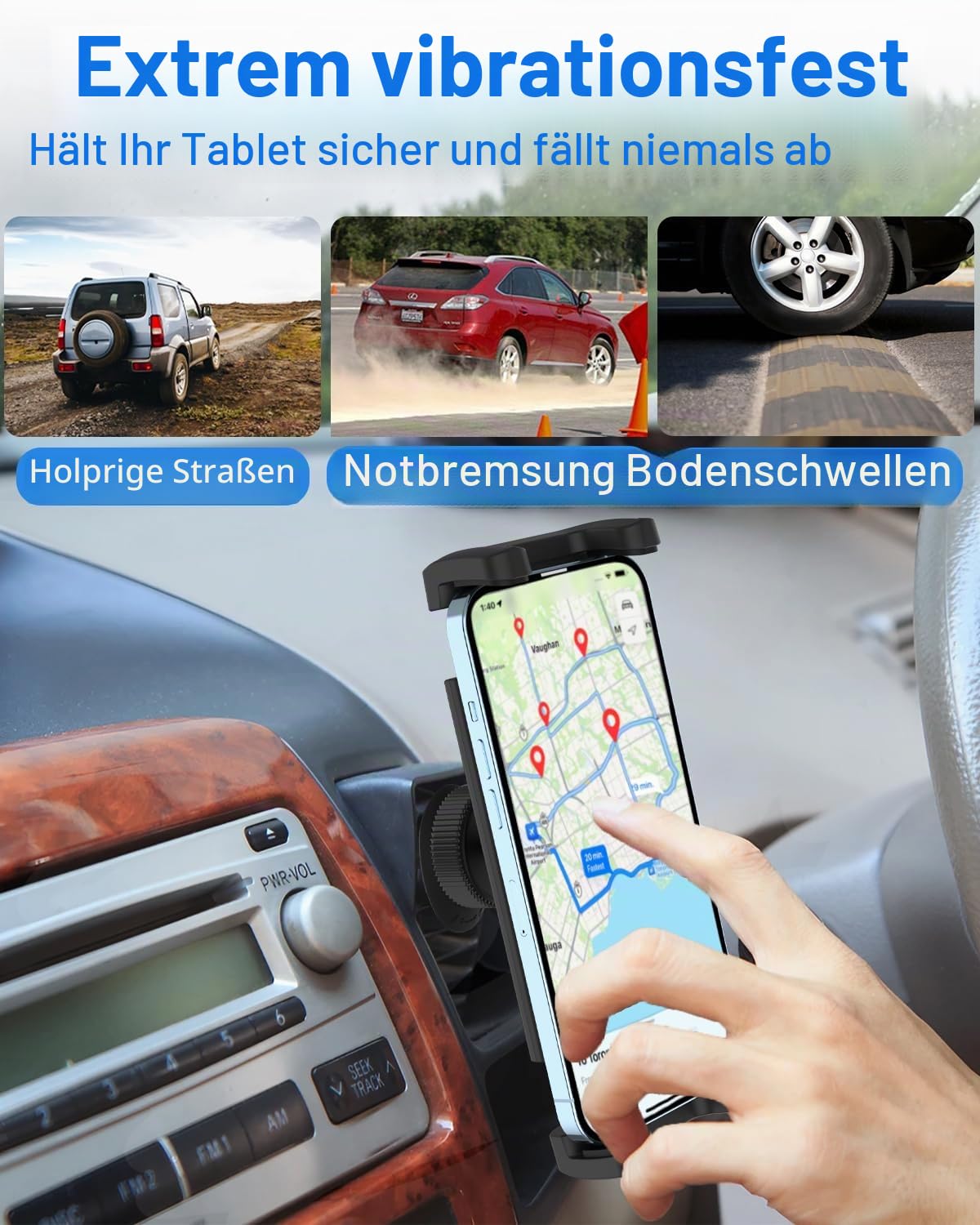 Auto Tablet Halterung Lüftungsgitter, 360° Drehbar KFZ Handy & Tablet Halter, Universelle LKW Lüftung Tablethalterung für iPad Pro Air Mini, Galaxy Tab, iPhone und Smartphones 4-13 Zoll