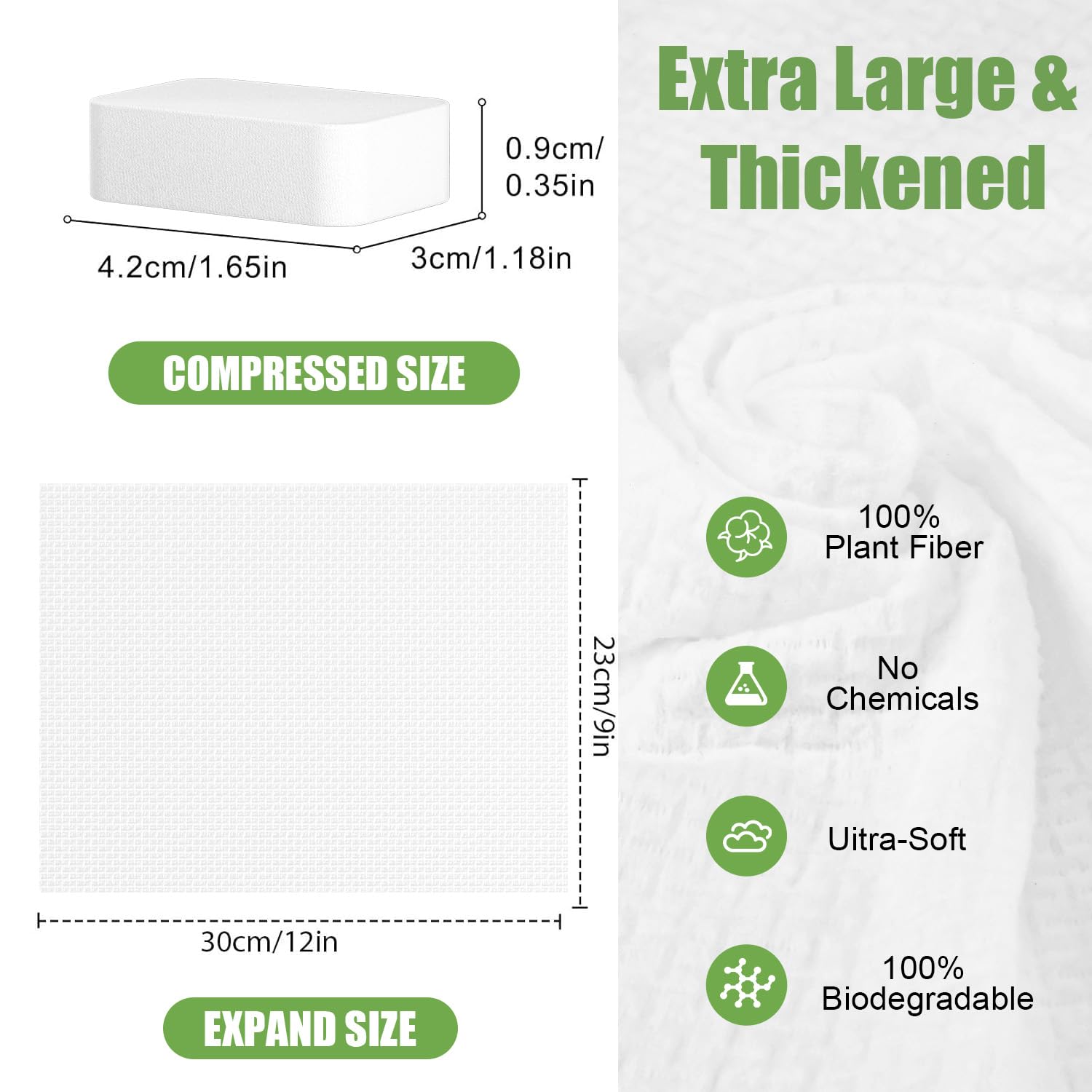 Serviette nettoyante compressée 30x23cm 50 pièces en Vrac Nettoyant Facial expansible Lingettes jetables pour Le Visage Pastilles Lingettes Portables pour Les Soins personnels