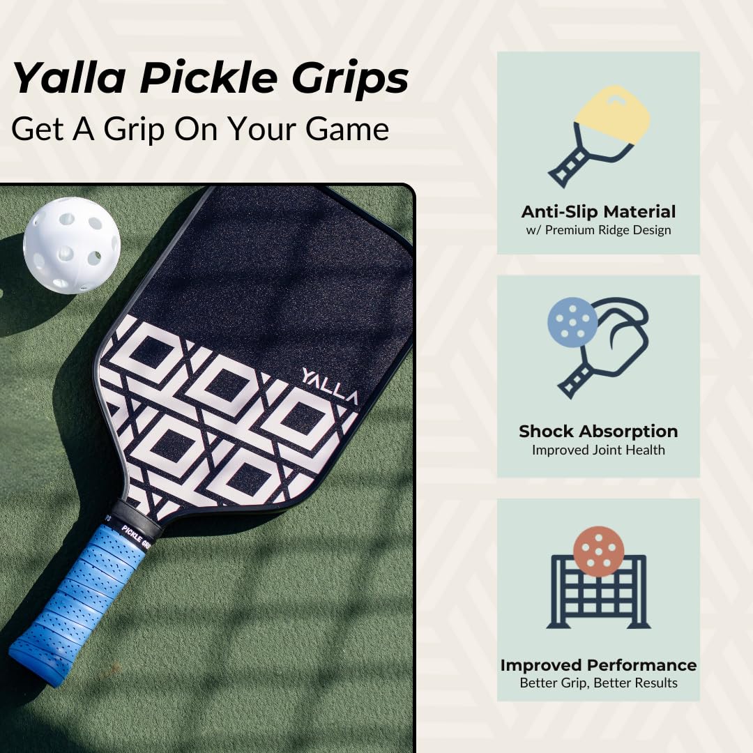 Bandes Pickle Grips X2 - Antidérapantes Pour Raquette Pickleball - Absorption Transpiration - Blanc