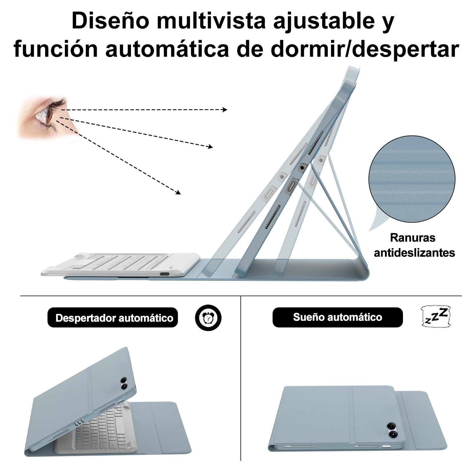 IVEOPPE Funda Teclado para XIAOMI Redmi Pad 2 Pro 2025/Redmi Pad Pro 2024 12.1", Capa Keyboard Español Ñ Desmontable Bluetooth con Portalápices, Azul Brumoso
