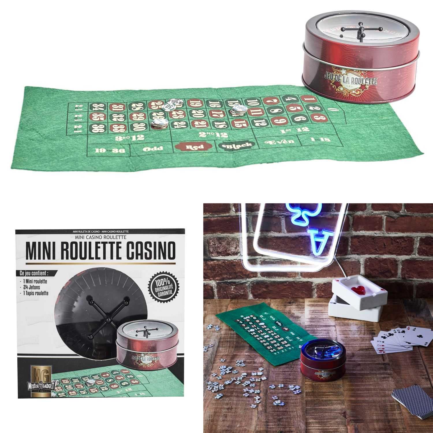 MISTER GADGET - MG3489 Juego de Ruleta Casino, Colores Negro, Rojo y Verde, Recrea el Ambiente de Casino en Casa, Risas y Diversión Aseguradas con Amigos y Familia, Apuesta y Deja que la Suerte Decida