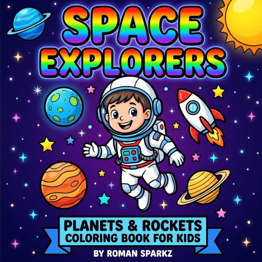 Space Explorers: Planets & Rockets Coloring Book for Kids: Blast Off Into a Universe of Fun! 42 Bold & Easy Space Adventures for Ages 3-8