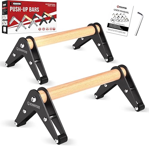 Miniatura 15 de Barra de empuje – Soporte de acero inoxidable resistente con base antideslizante, capacidad de 500 libras, equipo portátil de gimnasio en casa para