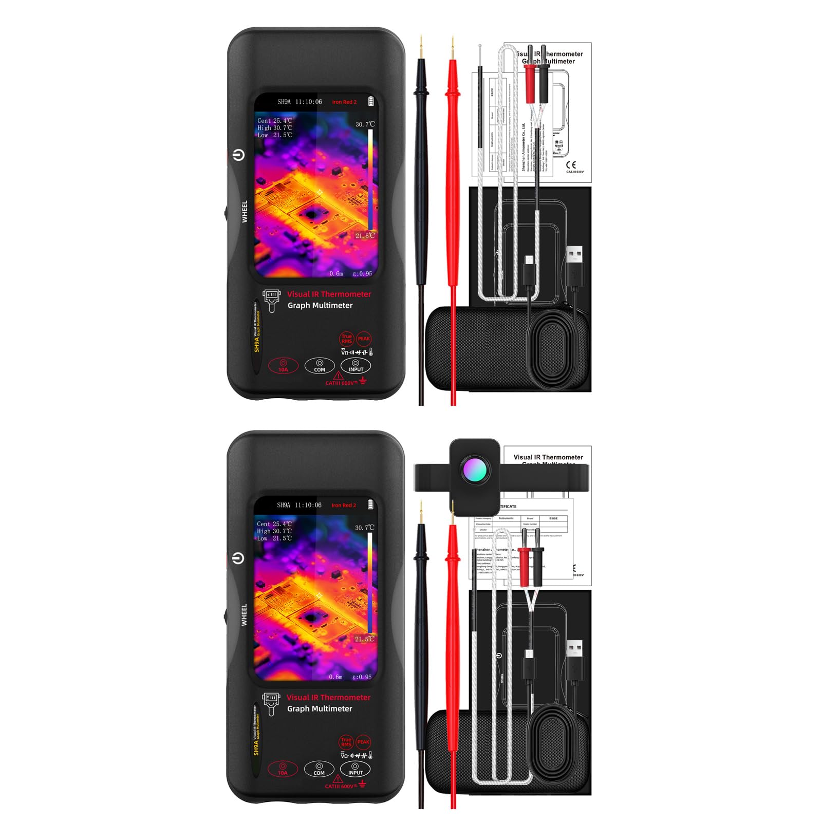 Dispositivo di imaging termico tenuto in mano integrato con multimetro digitale ad alta precisione per test automobilistici ed elettrici Microscopio Lens Multimetro coerente
