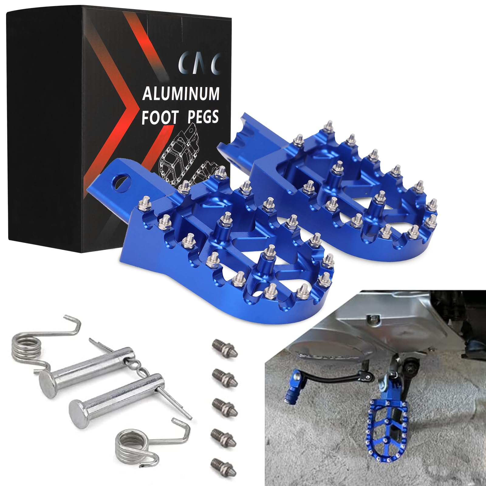 JFG RACING Dirt Bike Foot Pegs,Universal CNC Motorcycle Pit Mini Bike Pegs for YZ PW TW TTR 50 65 70 80 85 100 110 Tao Tao DB-X RFZ Lifan KAYO - Blue