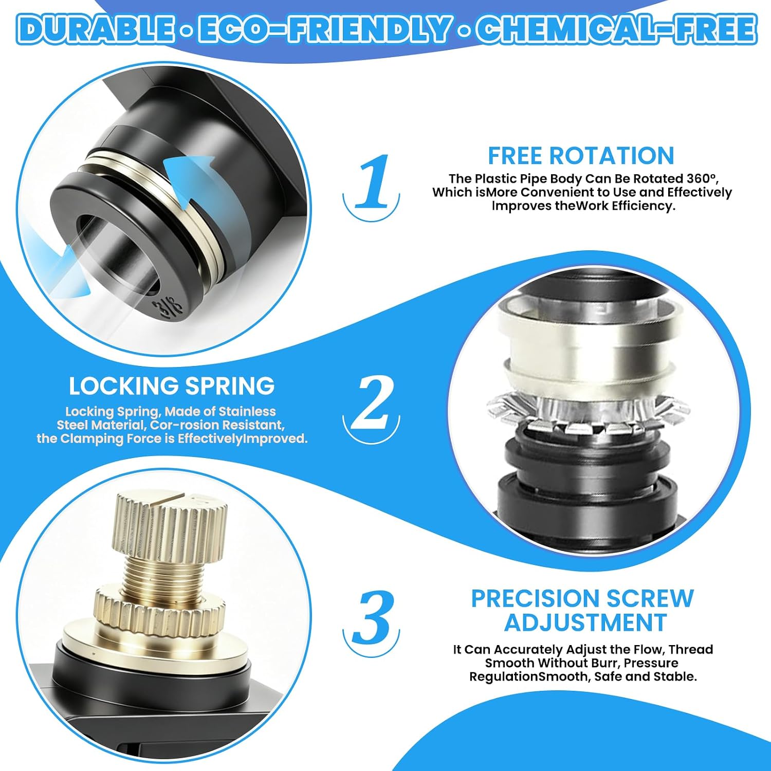 Air Flow Control Valve, 3/8" Push to Connect Inline Flow Controller with Speed Regulator, for 3/8" OD Tubing, Straight Union Fitting (Pack of 2) (3/8"OD 2PCS)