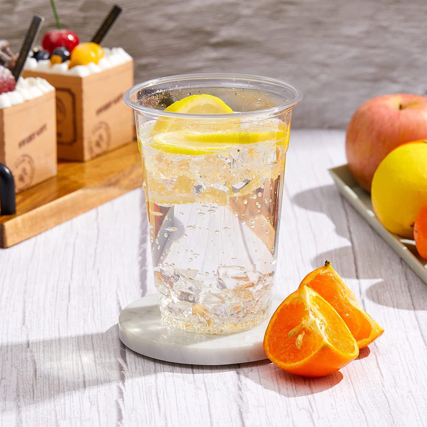 e!Orion Vasos de Plástico Desechables de Polipropileno - Vasos Transparente de Bebida Reutilizable, Material Ecológico - Ideal para Fiesta, Bodas Cumpleaños y Navidad - 350 ml, 1440 Unidades