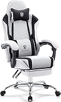 Vista 1 de Gaming Chair Breathable Fabric,Computer Office Chair with Footrest,Massage Lumbar Support and Gel Pad,Ergonomic Reclining Adjustable Gamer Chair