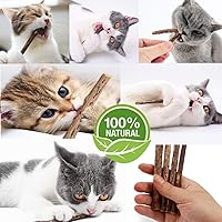 Vista 3 de 10 palitos de hierba gatera para gatos, palitos naturales de matatabi Silvervine – Limpieza de dientes molares, juguete masticable para gatitos