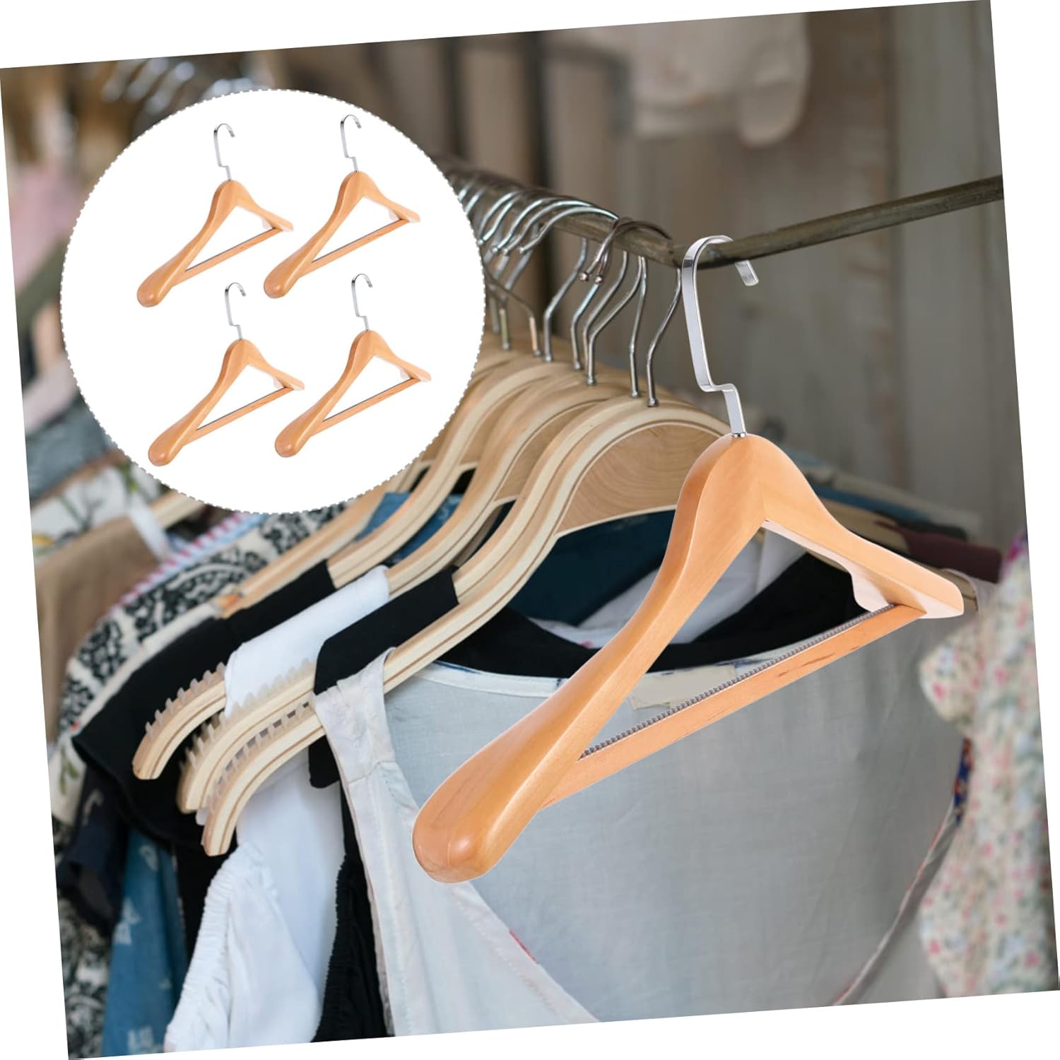 4pcs Wood Coat Hooks Heavy Duty Hangers for Clothes Cedar Wooden Hangers