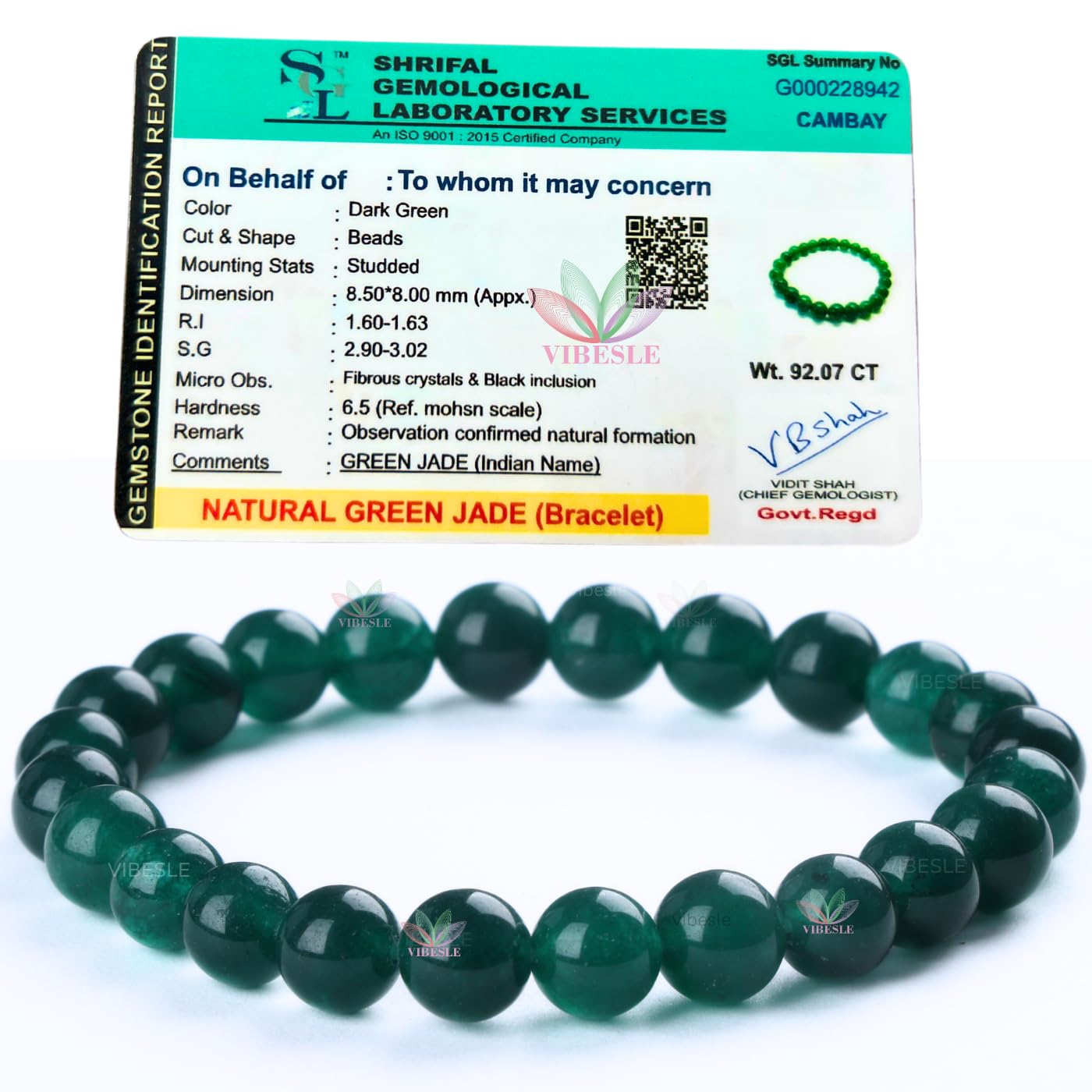VIBESLE Certified Original Green Jade Bracelet With Lab Certificate to Attract Money Cash Flow and Wealth - Money Magnet Bracelet for Men and Women (B0DHH9JYLJ) Amazon Price History, Amazon Price Tracker