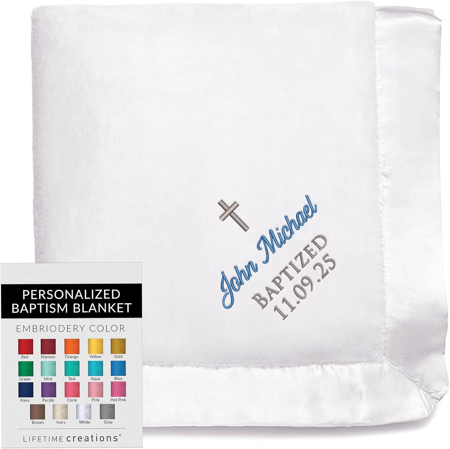 Lifetime Creations Personalized Baby Baptism Blanket