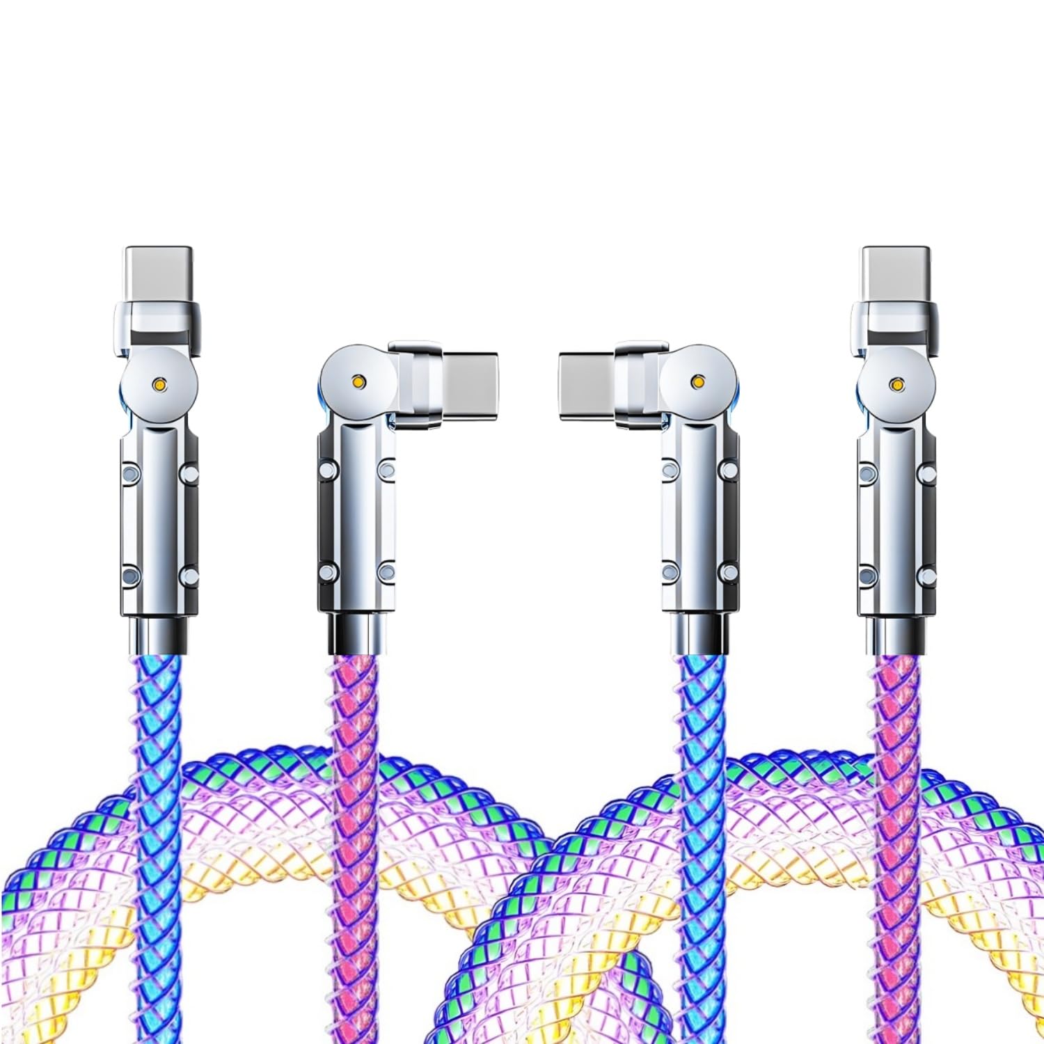 LED Light Up Lot de 2 câbles de charge USB C rotatifs 2 m