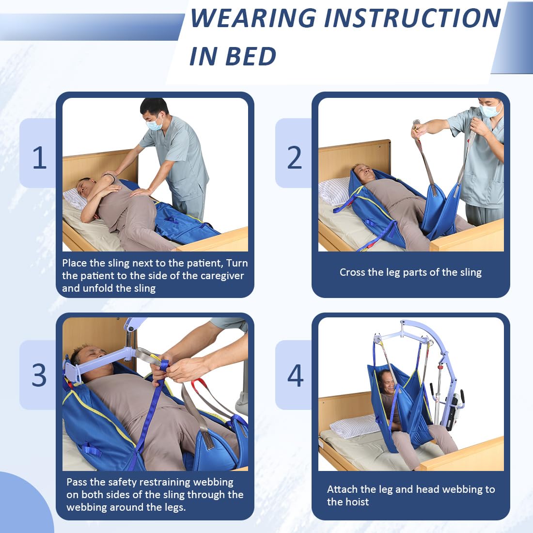 EZ Assistive Patient Lift Universal Padded Sling with Head Support, Lift U-Sling for Patient Transfer and Reposition Home Use, 500lbs (Blue, Large) — Amazon image 5