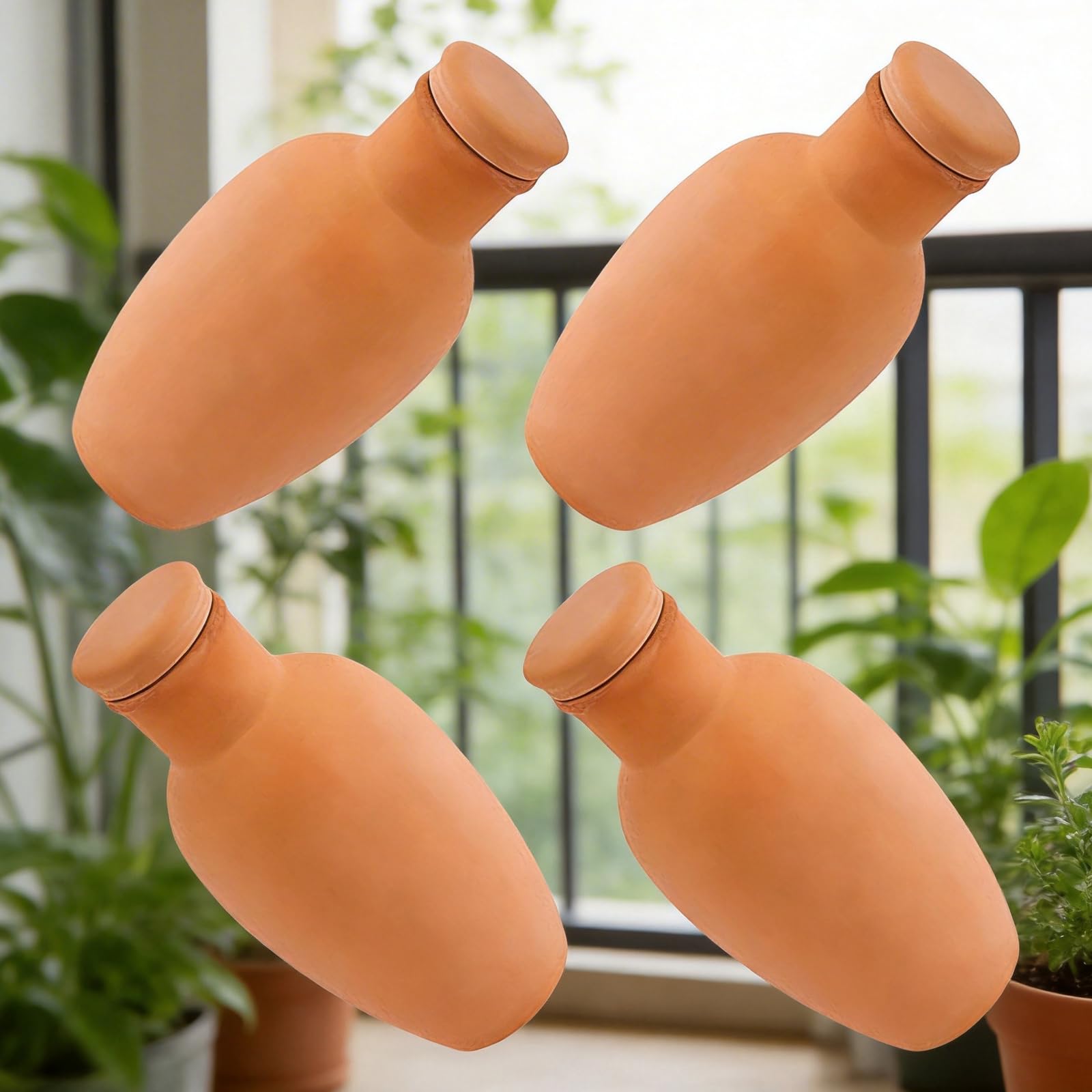 4 picchetti per irrigazione automatica in argilla, per vasi interni ed esterni, per una corrente uniforme, per 10-14 giorni, set di punte per irrigazione da giardino