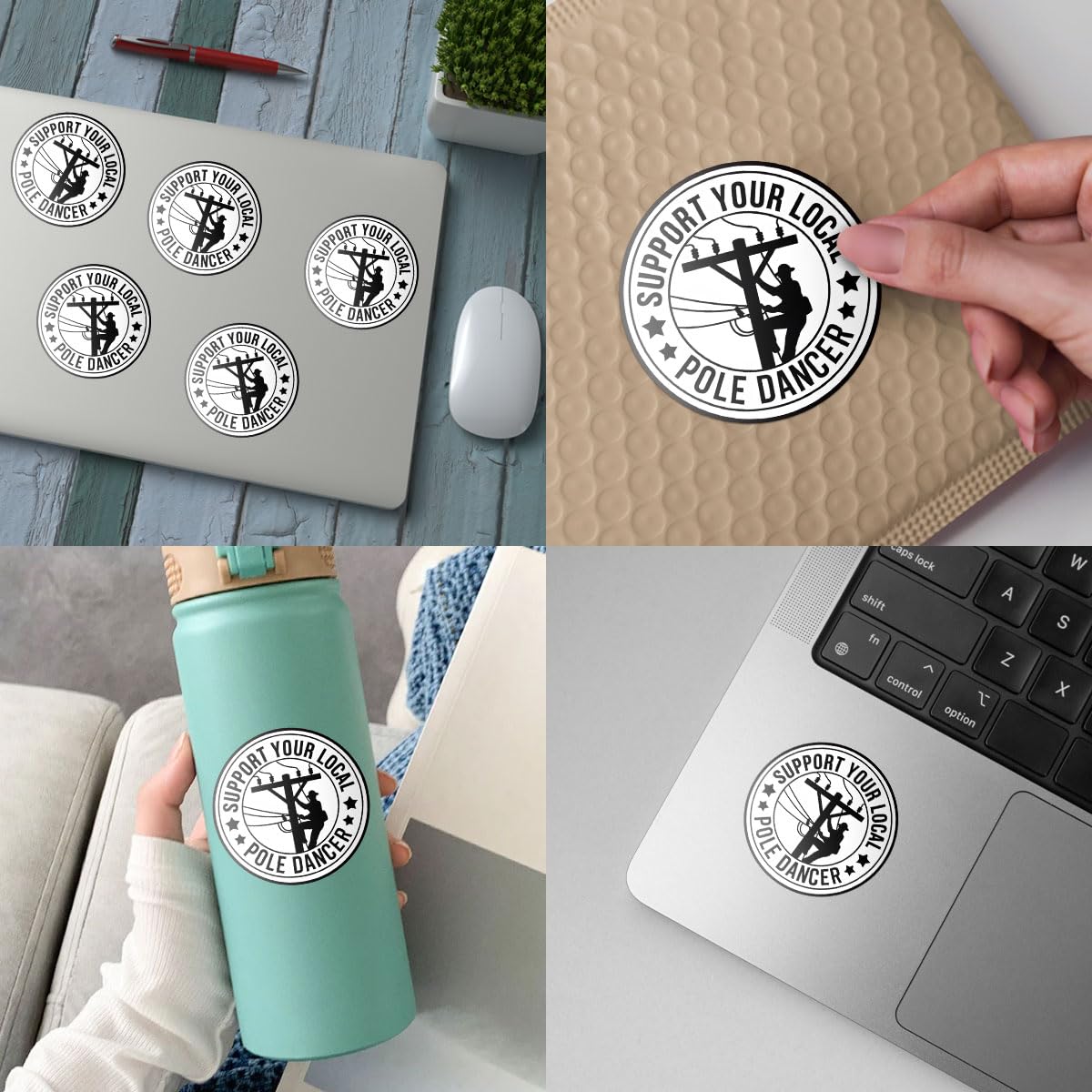 3 Pcs Support Your Local Pole Dancer Sticker, Lineman Sticker, Electrician Lineworker Gift, Funny Lineman Vinyl Decal for Electricians, Utility Workers, Toolbox, Car, Laptop