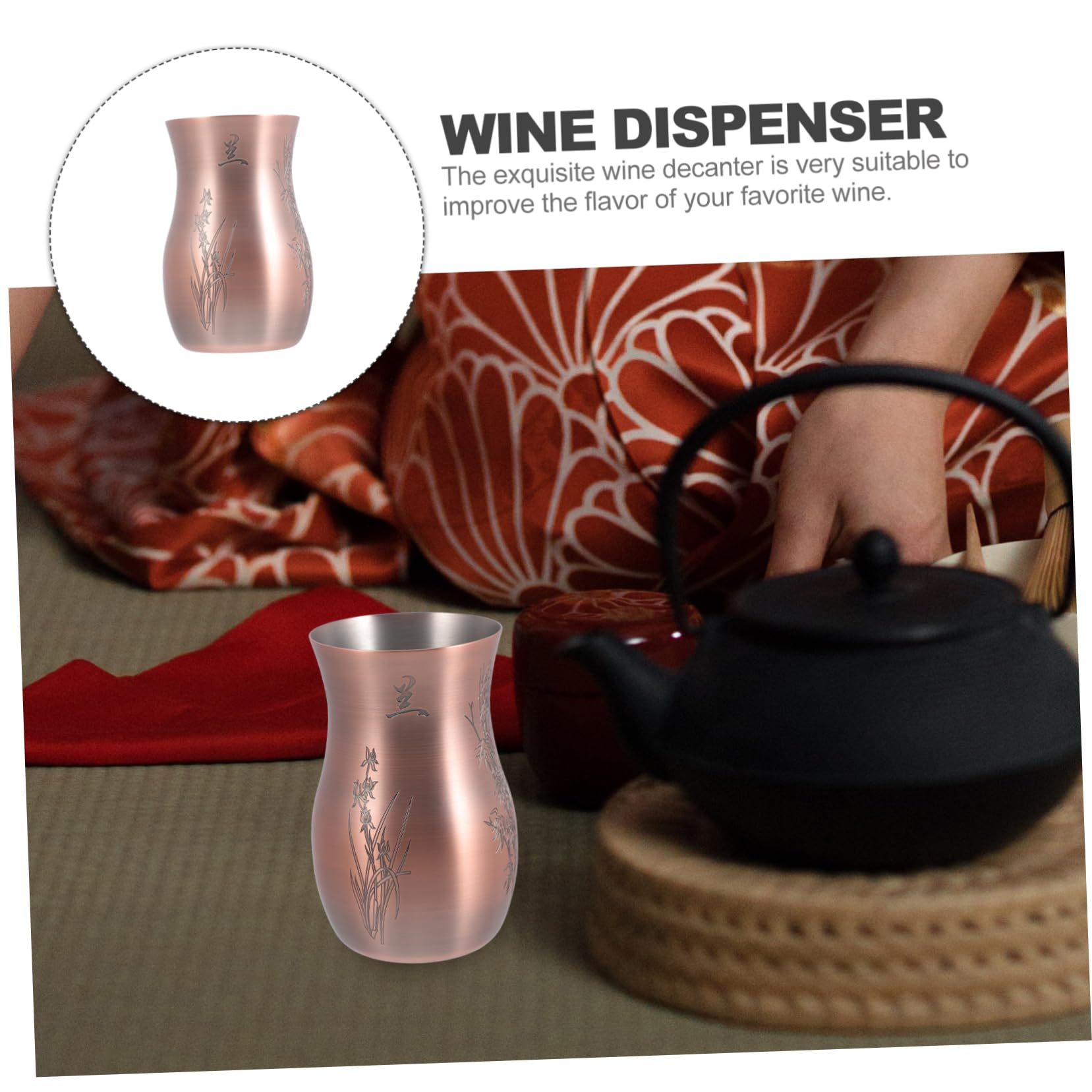 OSOLADY Elegant Metal Wine Decanter for Home Vintage Inspired Wine Divider with Design for Wine Lovers Smooth Surface Easy to Clean